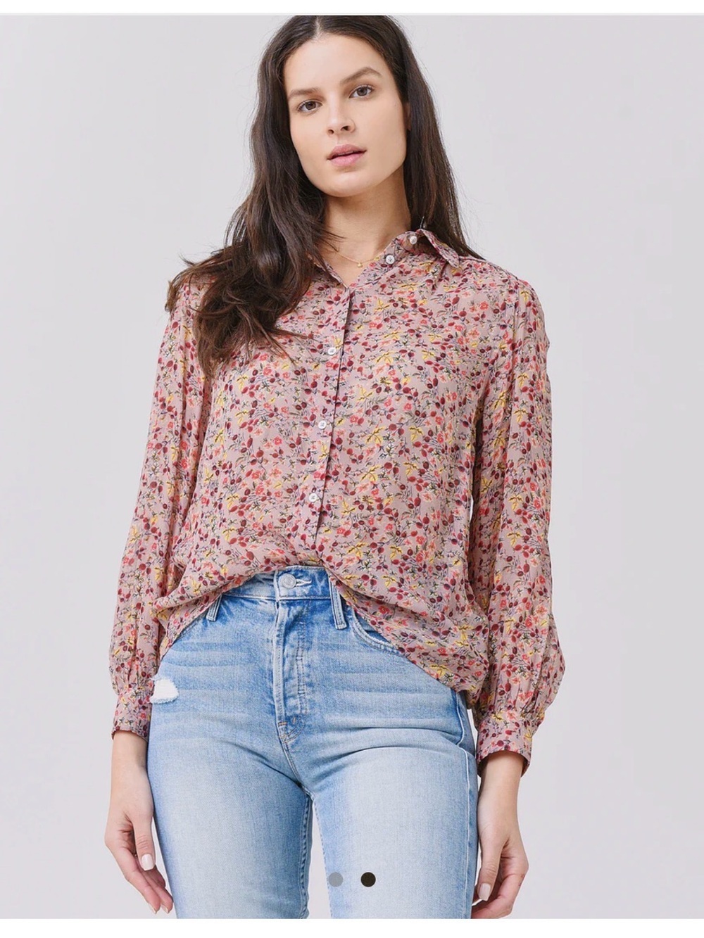 ba&sh Maxence Floral Beige Blouse Size XS